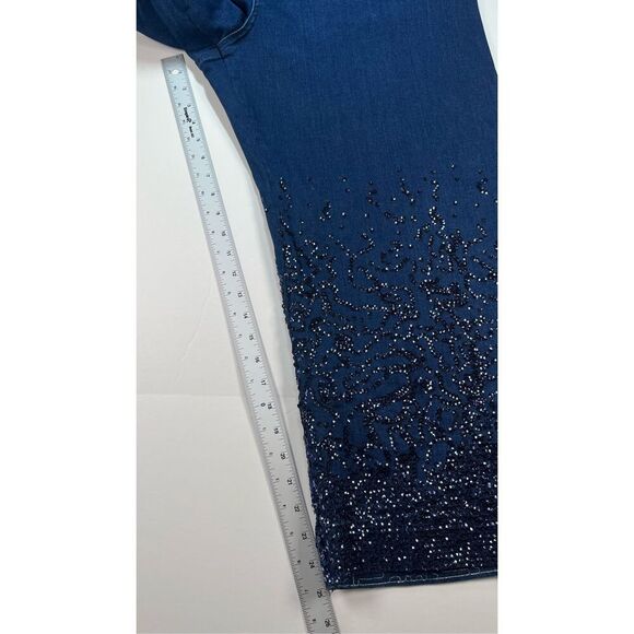 Maeve The Colette Cropped High Rise Wide Leg Jean Maeve Sequin Sparkle Size 33P - Picture 9 of 11